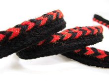 Charger l&#39;image dans la galerie, 5 Yards Red and Black Chenille Shiny Braided Lip Cord Trim|Piping Trim|Pillow Trim|Cord Edge Trim|Upholstery Edging Trim
