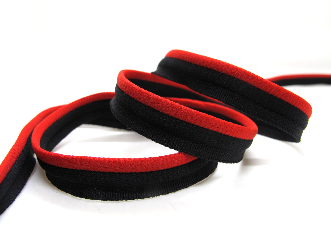 5 Yards 3/8 Inch Black and Red Lip Cord Trim|Piping Trim|Pillow Trim|Cord Edge Trim|Upholstery Edging Trim