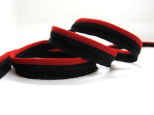 Load image into Gallery viewer, 5 Yards 3/8 Inch Black and Red Lip Cord Trim|Piping Trim|Pillow Trim|Cord Edge Trim|Upholstery Edging Trim