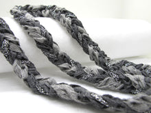 Load image into Gallery viewer, 5/8 Inch Gray Silver Glittery Braided Trim|Chenille Trim|Twisted Trim|Clothing Sewing Edging Supplies|Decorative Embellishment