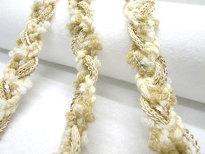 3/4 Inch Cream and Beige Glittery Braided Trim|Chenille Trim|Twisted Trim|Clothing Sewing Edging Supplies|Decorative Embellishment