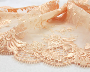 6 11/16 Inches Double Edge Wide Lace|Peach Floral|Embroidered Lace Trim|Bridal Wedding Materials|Clothing Ribbon|Hairband|Accessories DIY