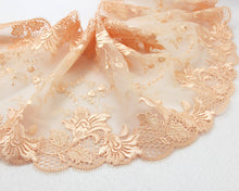 画像をギャラリービューアに読み込む, 6 11/16 Inches Double Edge Wide Lace|Peach Floral|Embroidered Lace Trim|Bridal Wedding Materials|Clothing Ribbon|Hairband|Accessories DIY