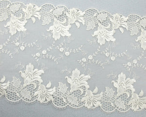 6 11/16 Inches Double Edge Wide Lace|Ivory Floral|Embroidered Lace Trim|Material|Clothing Ribbon|Hairband|Accessories DIY