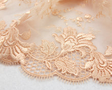 画像をギャラリービューアに読み込む, 6 11/16 Inches Double Edge Wide Lace|Peach Floral|Embroidered Lace Trim|Bridal Wedding Materials|Clothing Ribbon|Hairband|Accessories DIY