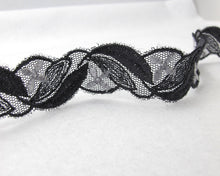 Charger l&#39;image dans la galerie, 7/8 Inch|Dark Grey Floral|Venice Lace|Scallop Lace|Embroidered Lace Trim|Bridal Wedding Materials|Clothing Ribbon|Hairband|Accessories