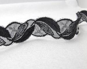 7/8 Inch|Dark Grey Floral|Venice Lace|Scallop Lace|Embroidered Lace Trim|Bridal Wedding Materials|Clothing Ribbon|Hairband|Accessories