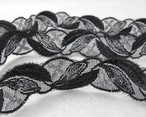 7/8 Inch|Dark Grey Floral|Venice Lace|Scallop Lace|Embroidered Lace Trim|Bridal Wedding Materials|Clothing Ribbon|Hairband|Accessories
