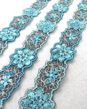 Charger l&#39;image dans la galerie, 13/16 Inch|Blue Floral|Venice Lace|Scallop Lace|Embroidered Lace Trim|Bridal Wedding Materials|Clothing Ribbon|Headband Lace