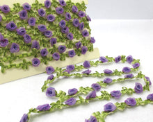 画像をギャラリービューアに読み込む, 2 Yards Woven Rococo Ribbon Trim with Purple Rose Flower Buds|Decorative Floral Ribbon|Scrapbook Materials|Clothing|Decor|Craft Supplies