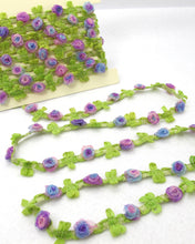 画像をギャラリービューアに読み込む, 2 Yards Woven Rococo Ribbon Trim with Purple Ombre Flower Buds|Decorative Floral Ribbon|Scrapbook Materials|Clothing|Decor|Craft Supplies