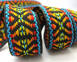 2 Yards 1 Inch Colorful Woven Embroidery Trim|Thick|Floral Pattern|Curtain Decoration|Supplies|Ribbon Trim|Clothing|Cushion Cover