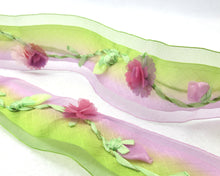 画像をギャラリービューアに読み込む, Embroidered Floral Ombre Printed Ribbon Trim|With Rhinestone|Unique|Special|Colorful|Woven Polyester Ribbon|Craft Sewing Supplies DIY