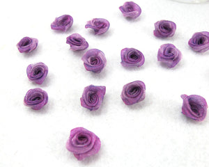 30 Pieces Chiffon Rose Flower Buds|Ombre Color|Purple|Violet|Flower Applique|Fabric Flower|Baby Doll|Craft Bow|Accessories Making