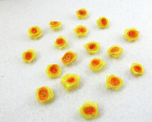 Load image into Gallery viewer, 30 Pieces Chiffon Rose Flower Buds|Ombre Color|Yellow|Orange|Flower Applique|Fabric Flower|Baby Doll|Craft Bow|Accessories Making