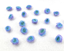 Load image into Gallery viewer, 30 Pieces Chiffon Rose Flower Buds|Ombre Color|Blue|Purple|Violet|Flower Applique|Fabric Flower|Baby Doll|Craft Bow|Accessories Making