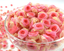 画像をギャラリービューアに読み込む, 30 Pieces Chiffon Rose Flower Buds|Ombre Color|Pink|Beige|Peach|Flower Applique|Fabric Flower|Baby Doll|Craft Bow|Accessories Making