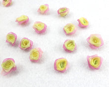 Load image into Gallery viewer, 30 Pieces Chiffon Rose Flower Buds|Ombre Color|Purple|Yellow|Flower Applique|Fabric Flower|Baby Doll|Craft Bow|Accessories Making