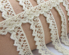 Load image into Gallery viewer, 3 Yards 1/2 Inch Cream Cotton Lace Trim|Floral Embroidered Trim|Bridal Supplies|Handmade Supplies|Sewing Trim|Scrapbooking Decor