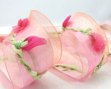 画像をギャラリービューアに読み込む, 1 1/2 Inches Pink Embroidered Floral Ombre Printed Ribbon Trim|Unique|Special|Colorful|Woven Polyester Ribbon|Craft Sewing Supplies DIY