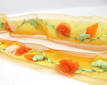 画像をギャラリービューアに読み込む, 1 1/2 Inches Orange Embroidered Floral Ombre Printed Ribbon Trim|Unique|Special|Colorful|Woven Polyester Ribbon|Craft Sewing Supplies