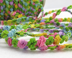 2 Yards Rainbow Color Woven Rococo Ribbon Trim|Decorative Floral Ribbon|Scrapbook Materials|Clothing|Decor|Craft Supplies