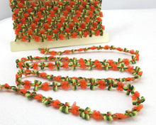 Load image into Gallery viewer, 2 Yards Orange Chiffon Woven Rococo Ribbon Trim|Decorative Floral Ribbon|Scrapbook Materials|Clothing|Decor|Craft Supplies