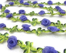 画像をギャラリービューアに読み込む, 2 Yards Woven Rococo Ribbon Trim with Purple Rose Flower Buds|Decorative Floral Ribbon|Scrapbook Materials|Decor|Craft Supplies