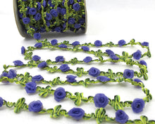 画像をギャラリービューアに読み込む, 2 Yards Woven Rococo Ribbon Trim with Purple Rose Flower Buds|Decorative Floral Ribbon|Scrapbook Materials|Decor|Craft Supplies