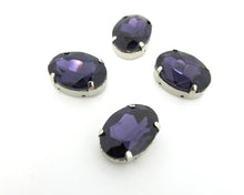 Load image into Gallery viewer, 10 Pieces 13x18mm Purple Oval Sew On Rhinestones|Glass Stones|Metal Claw Clasp|4 Hole Silver Setting|Bead Jewelry Supplies Decoration
