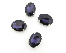 Charger l&#39;image dans la galerie, 10 Pieces 13x18mm Purple Oval Sew On Rhinestones|Glass Stones|Metal Claw Clasp|4 Hole Silver Setting|Bead Jewelry Supplies Decoration