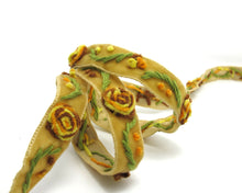 画像をギャラリービューアに読み込む, 3 Colors|Yarn Flowers Embroidered on Brown Velvet Ribbon|Sewing|Quilting|Craft Supplies|Hair Accessories