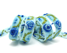 画像をギャラリービューアに読み込む, 3 Colors|Yarn Flowers Embroidered on Light Blue Velvet Ribbon|Sewing|Quilting|Craft Supplies|Hair Accessories