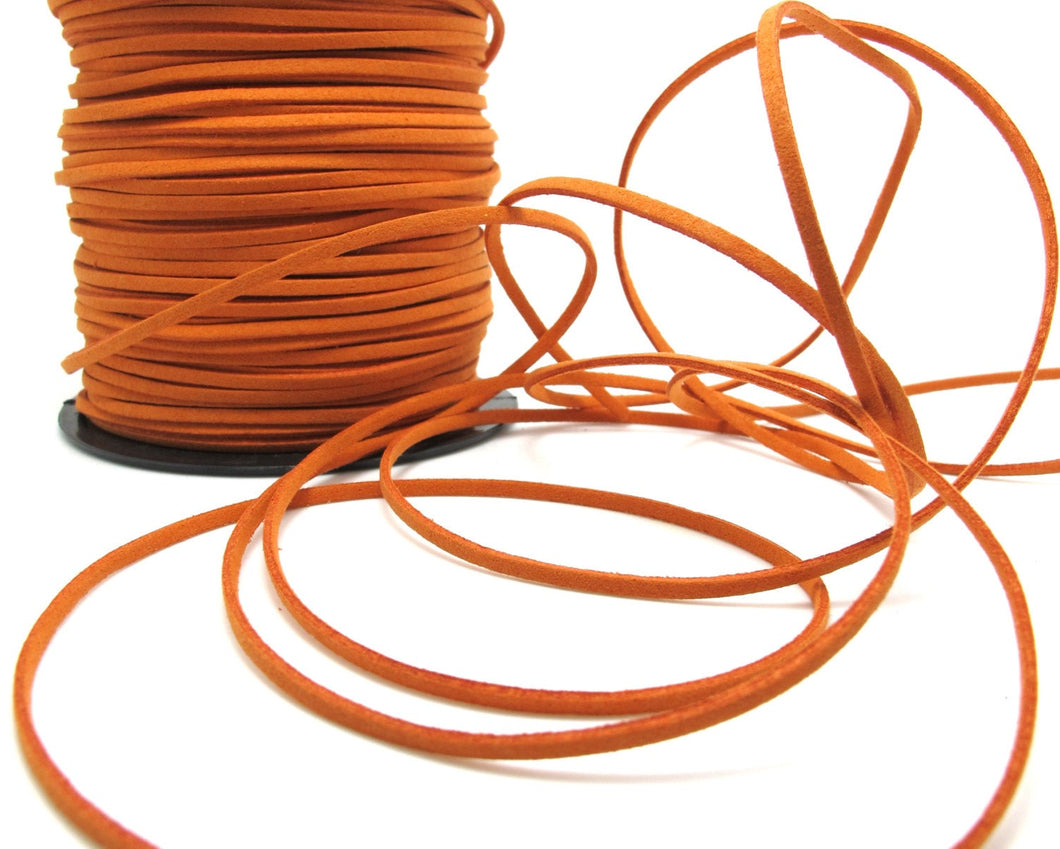 5 Yards 2.5mm Faux Suede Leather Cord|Orange|Faux Leather String Jewelry Findings|Microfiber Craft Supplies