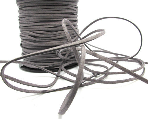 5 Yards 2.5mm Faux Suede Leather Cord|Dark Grey|Faux Leather String Jewelry Findings|Microfiber Craft Supplies