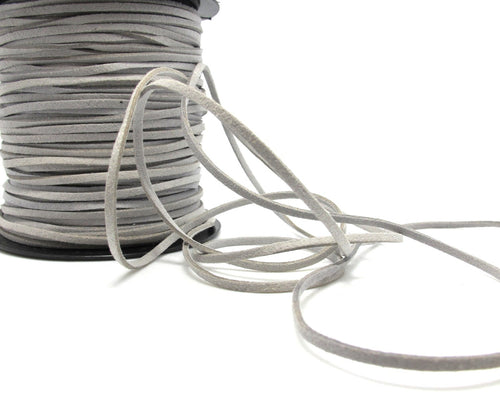 5 Yards 2.5mm Faux Suede Leather Cord|Light Grey|Faux Leather String Jewelry Findings|Microfiber Craft Supplies