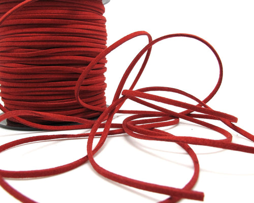 5 Yards 2.5mm Faux Suede Leather Cord|Bright Red|Faux Leather String Jewelry Findings|Microfiber Craft Supplies