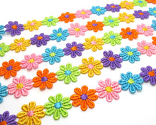 画像をギャラリービューアに読み込む, 1 Inch Daisy Floral Colorful Lace Trim|MultiColored|Bridal Wedding Materials|Clothing Ribbon|Hairband|Accessories DIY