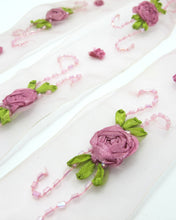 Load image into Gallery viewer, Embroidered Pink Floral Printed Ribbon Trim|Unique|Special|Colorful|Woven Polyester Ribbon|Craft Sewing Supplies DIY|Scrapbooking