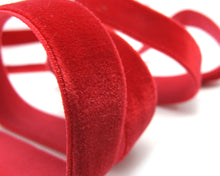 Charger l&#39;image dans la galerie, 2 Yards 5/8 Inch Swiss Made Elastic Velvet Ribbon|Red|Soft Velvet Trim|Embellishment|Sewing Supplies|Decorative Trim|Headband Accessories