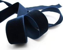 Load image into Gallery viewer, 24mm Navy Velvet Ribbon|Soft Velvet Trim|Embellishment|Sewing Supplies|Decorative Trim|Headband Accessories