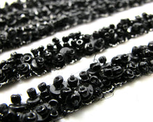 Load image into Gallery viewer, 3/8 Inch Black Sequin and Beads Beaded Trim|Hand Sewn|Dress Bra Strap|Embellishment|Decorative Trim|Shinny|Silver|Dress Decor Trim