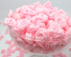30 Pieces Chiffon Rose Flower Buds|Baby Pink|Flower Applique|Fabric Flower|Baby Doll|Craft Bow|Accessories Making