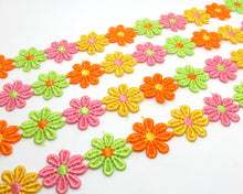Charger l&#39;image dans la galerie, 1 Inch Daisy Floral Colorful Lace Trim|MultiColored|Bridal Wedding Materials|Clothing Ribbon|Hairband|Accessories DIY
