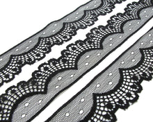 Load image into Gallery viewer, CLEARANCE|5 Yards 1 1/2 Inches Lace Trim|Black Floral|Embroidery Flower Lace Trim|Bridal Wedding Material|Clothing Trim|Hairband|Accessories