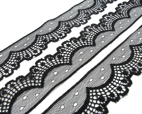CLEARANCE|5 Yards 1 1/2 Inches Lace Trim|Black Floral|Embroidery Flower Lace Trim|Bridal Wedding Material|Clothing Trim|Hairband|Accessories