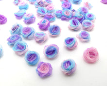 Charger l&#39;image dans la galerie, 30 Pieces Chiffon Rose Flower Buds|Ombre Color|Pink|Blue|Flower Applique|Fabric Flower|Baby Doll|Craft Bow|Accessories Making