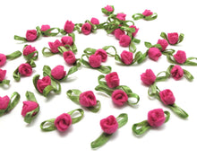 Charger l&#39;image dans la galerie, 30 Pieces Acrylic Felt Rolled Flower Buds|With Leaf Loop|Glued|Floral Empplique|Rosette Flowers|Rose Buds|Flower Decor|Acrylic Felt