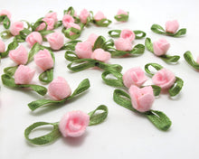 画像をギャラリービューアに読み込む, 30 Pieces Acrylic Felt Rolled Flower Buds|With Leaf Loop|Glued|Floral Empplique|Rosette Flowers|Rose Buds|Flower Decor|Acrylic Felt