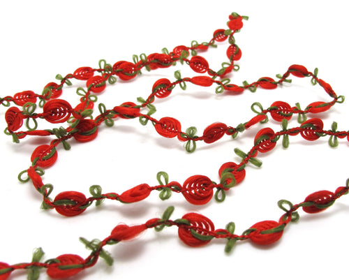 2 Yards Red Color Woven Rococo Ribbon Trim|Decorative Floral Ribbon|Scrapbook Materials|Decor|Craft Supplies|Embellishment|Soft
